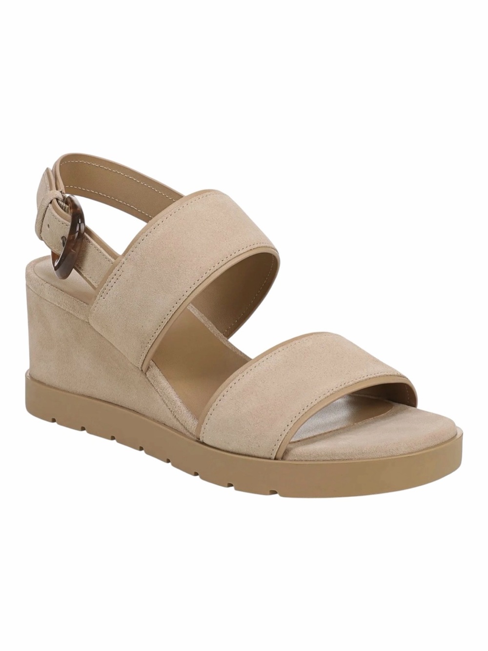 NWOT! VINCE Roma Leather Suede Wedge Slingback Sandal in Color: Dune. Size 7.5.